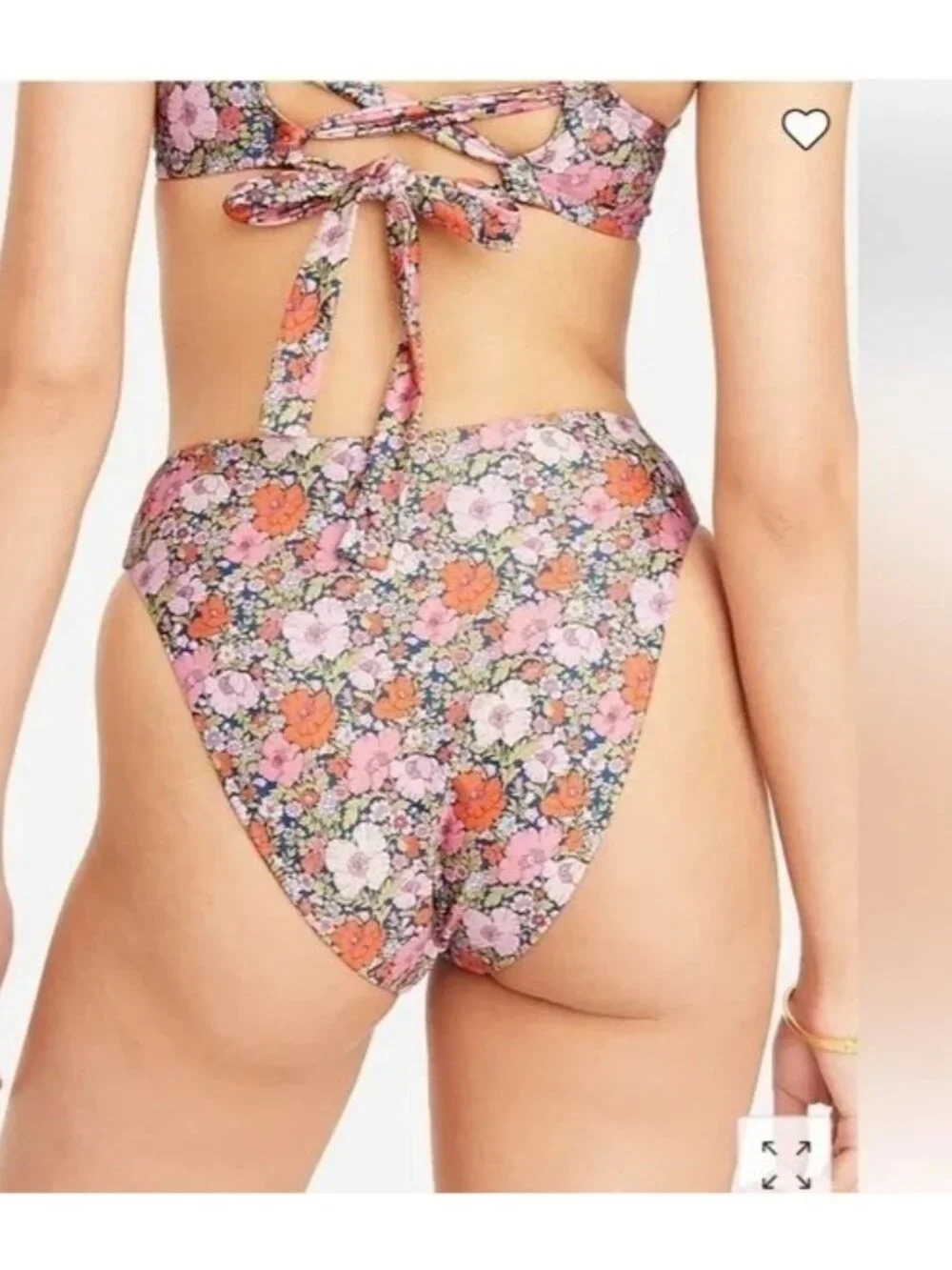 J.Crew Womens High Rise Cheeky Bikini Bottom Liberty Floral Pink Green 2X